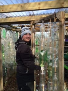 James from Ballark building the Recycled Plastic Bottle Greenhouse