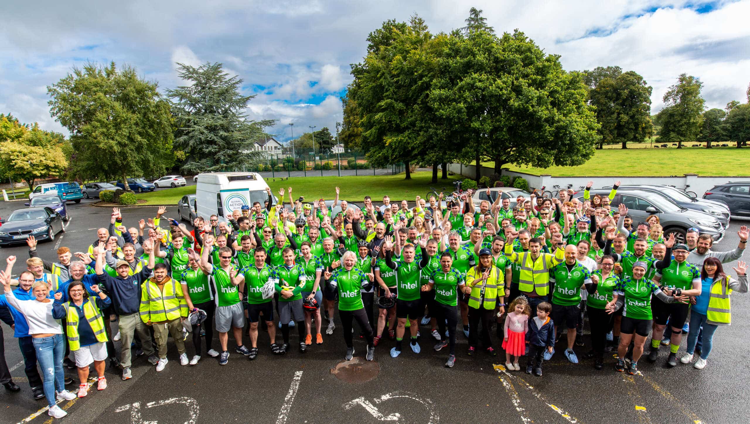 Intel charity cycle participants group photo