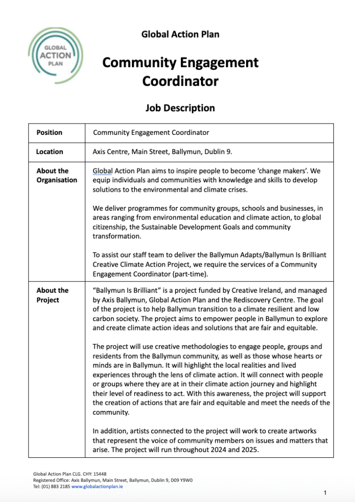 Job Description for Community Engagement Coordinator