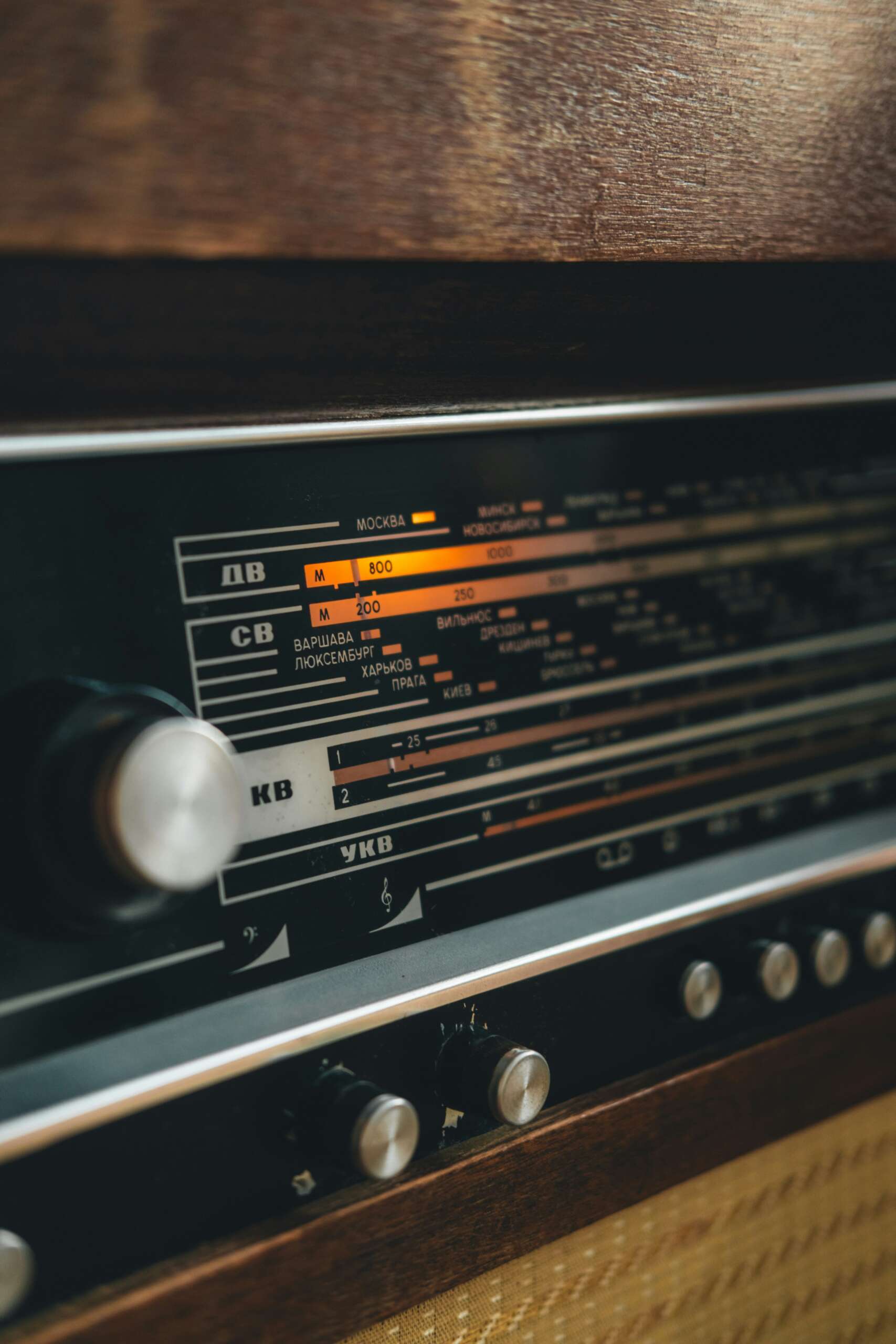 Close up of a classic radio