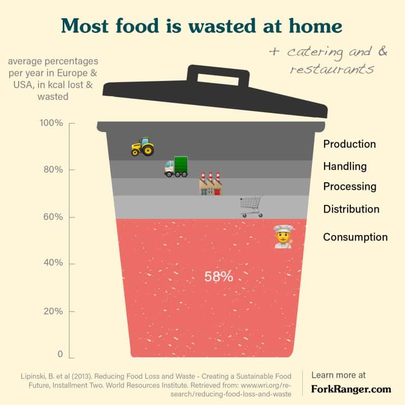 Infographic with sources of food waste