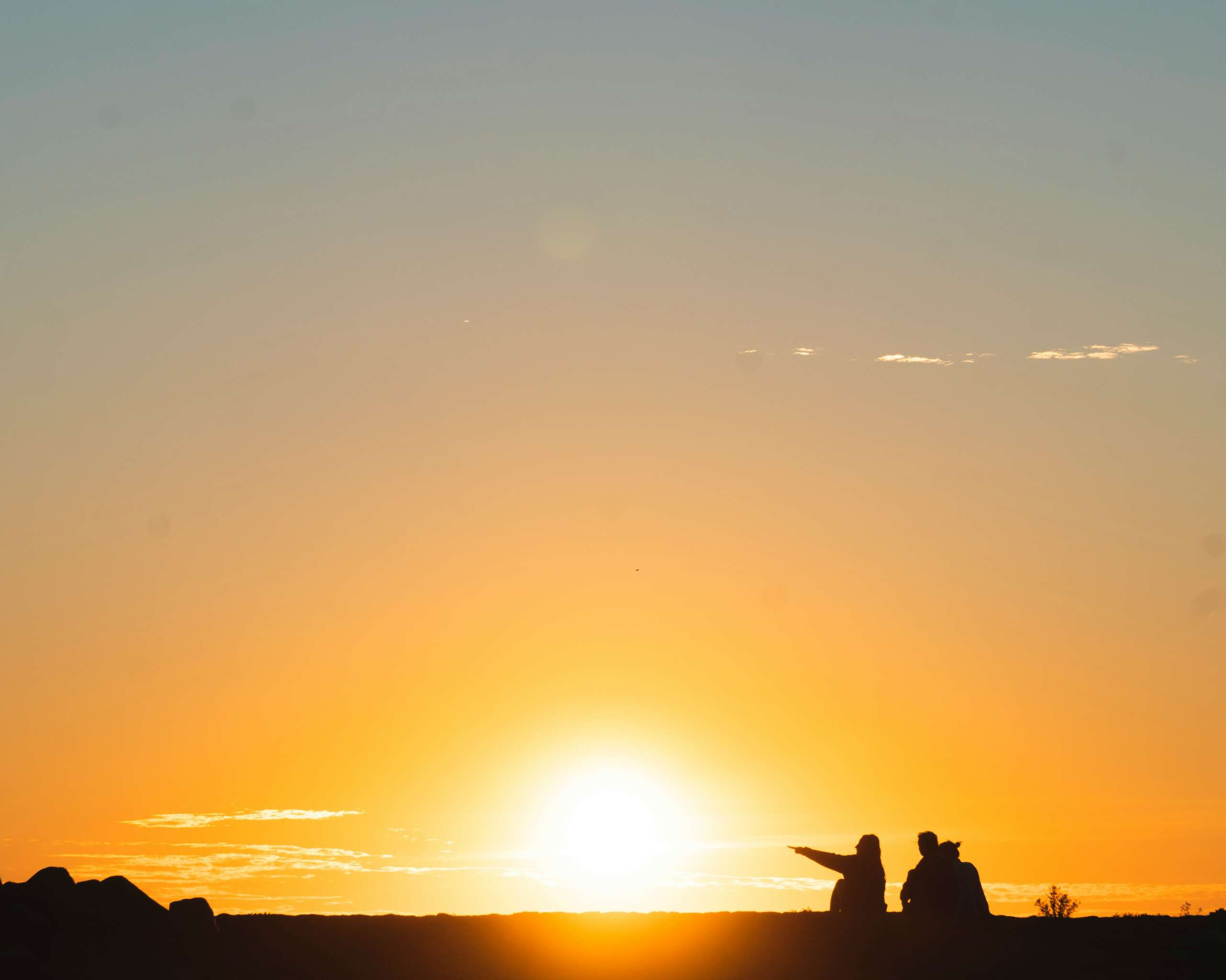 People watching a sunset