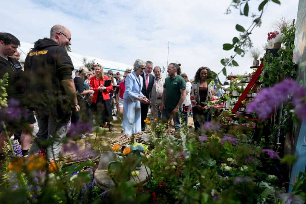 President Connolly visits the GAP postcard garden at Bloom, May 2026