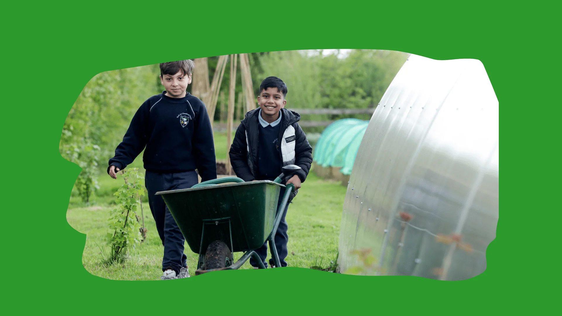 Boys with a wheelbarrow